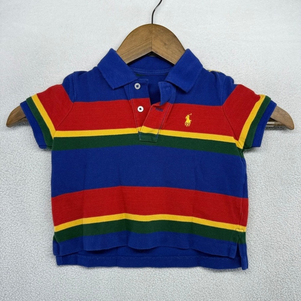 Ralph Lauren Polo Shirt Baby Toddler 2T Blue Red Yellow Green Striped Colorful